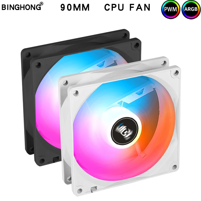 BING HONG 90mm 3 Pin RGB Fan 90*90*25 Computer Case Fan Silent 9CM CPU Cooling Fan Quiet PC Cooler Fan RGB Fan DC 12V CPU Fan