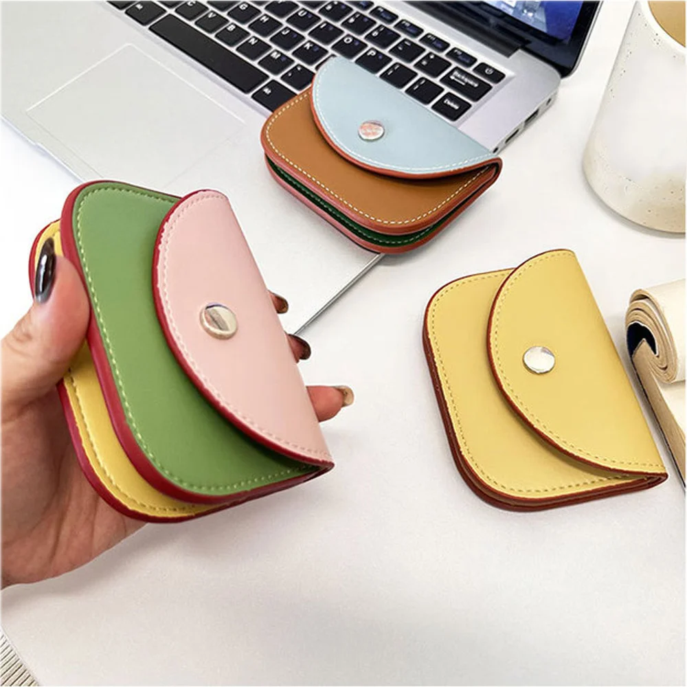 

Women Detachable Splicing Color Card Bag Portable PU Leather Coin Purse Key Storage Bags Korean Fashion Cute Mini Card Holder