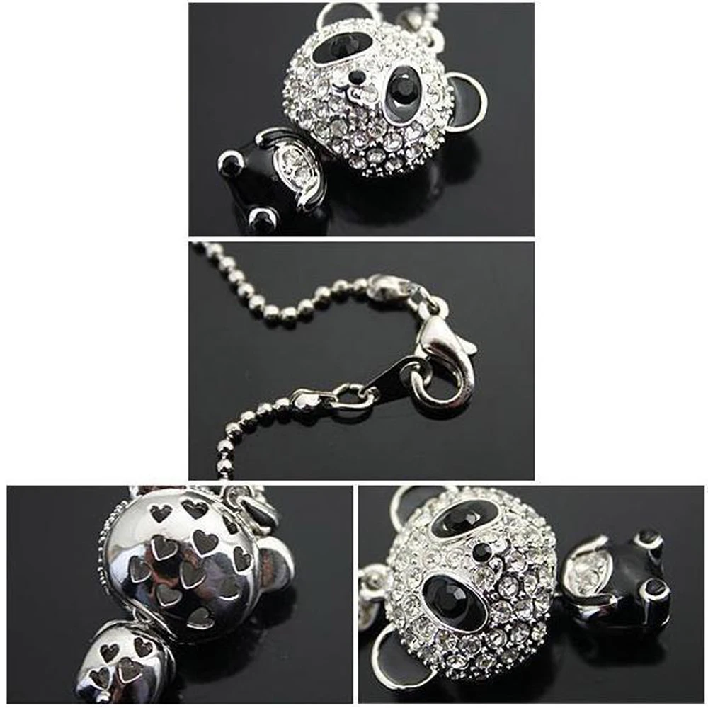 Classical Women\'s Rhinestone Moving Head Panda Pendant Sweater Chain Necklace For Women Charm Necklace Jewelry
