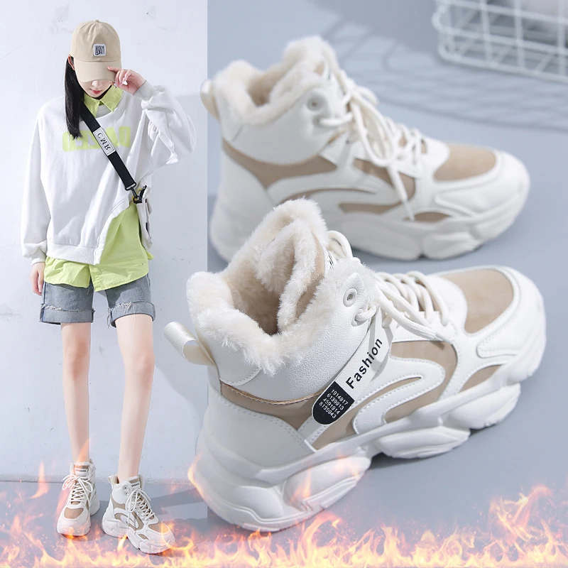 Tenis Feminino White Leather Sneakers for Woman Chunky Shoes Zapatillas Mujer Basket Femme Lace Up Platform5 Women Tennis Winter