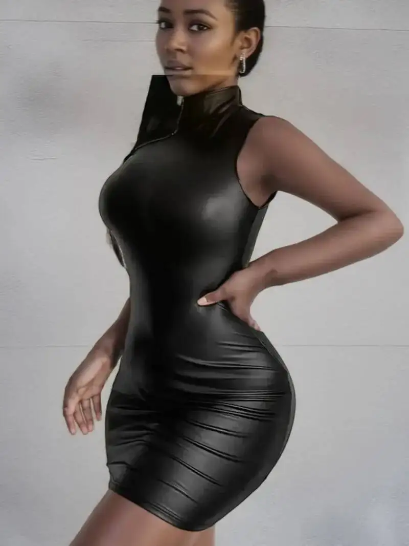 Robe de soirée moulante pour femmes, couleur unie, Sexy, sans manches, Slim, élastique, jupe t-shirt, Mini robe courte, mode douce, ZS65