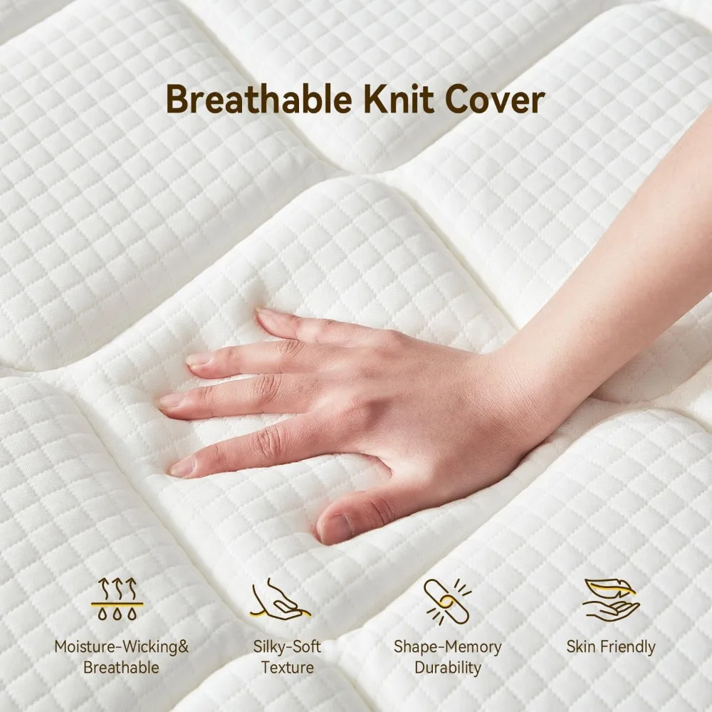 مرتبة هجينة بحجم كوين مقاس 12 بوصة: رغوة الذاكرة ونابض جيب لتعزيز عزل الحركة ودعم الحواف وضغط R #3