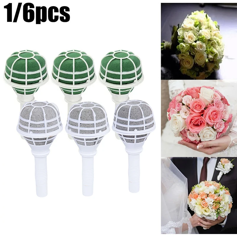 1/6Pcs 18cm Bridal Wedding Flower Decoration Bouquet Foam Holder DIY Floral Handle Base Bracket Supply Party Supplies