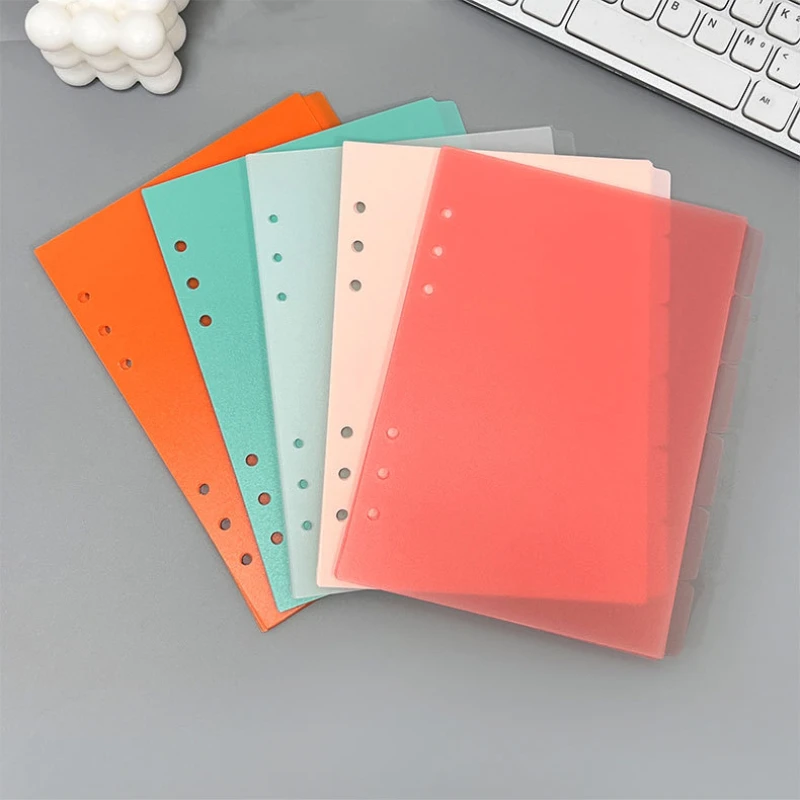 A5/6/7 PP Transparent 6-hole Binder Page Index Divider Student Loose Leaf Notebook Kpop Photocard Collection Book Accessories