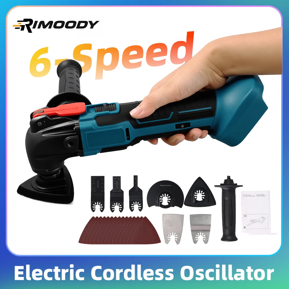 Rimoody Oscillatore elettrico a batteria a 6 velocità Oscillante Multi-strumento Trimmer elettrico a batteria multifunzione Taglio Lucidatura