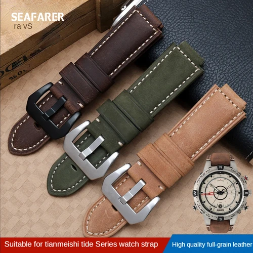 Imagen 2 del producto Correas de reloj para Timex aplicables a Timex Tide Compass T2n720 T2n721 T2n739, correa de reloj de nailon, correa de cuero para hombre