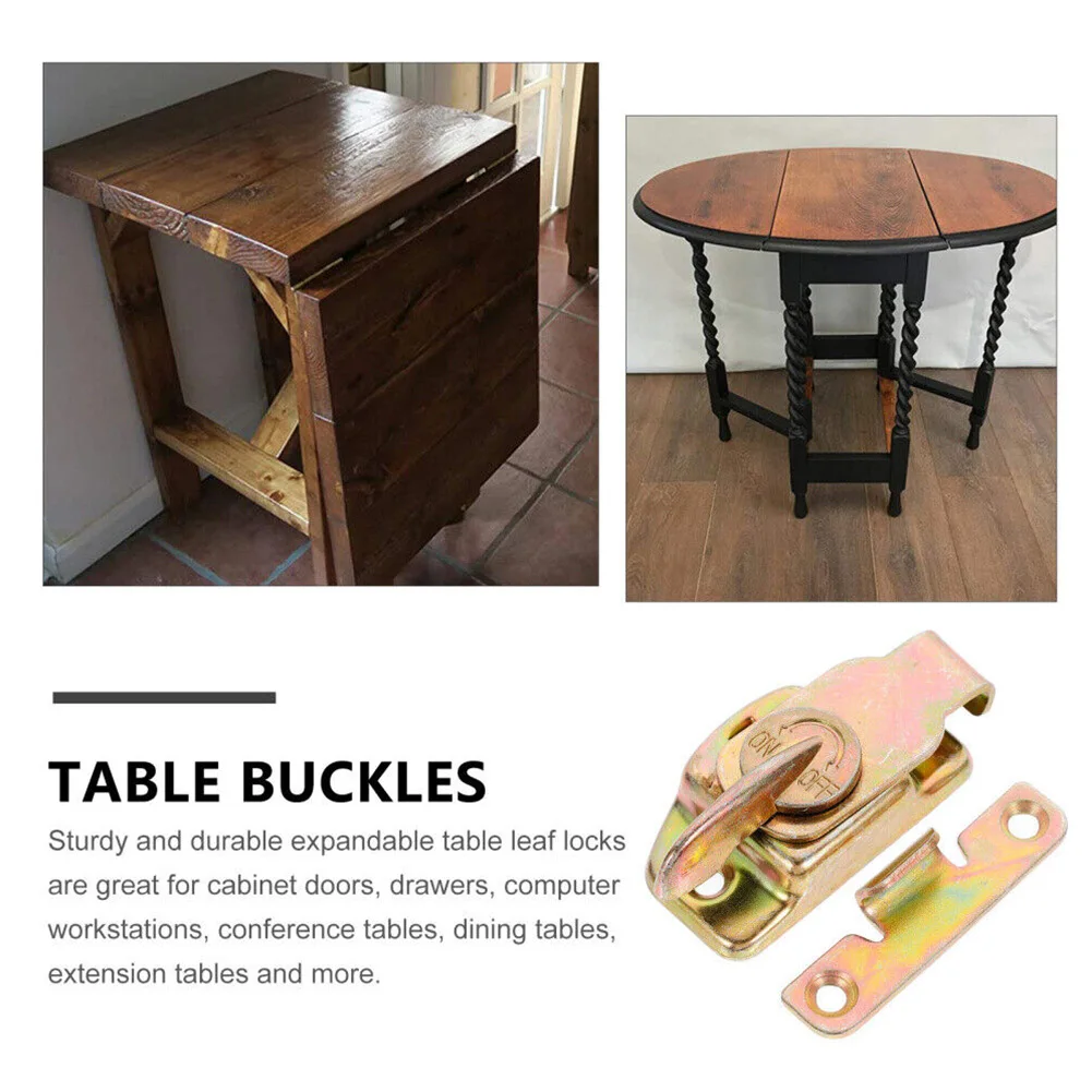 Iron Table Fasteners for Dining Table Extensions Lever Operated Buckles to Secure Table Halves and Maintain Joint Alignment
