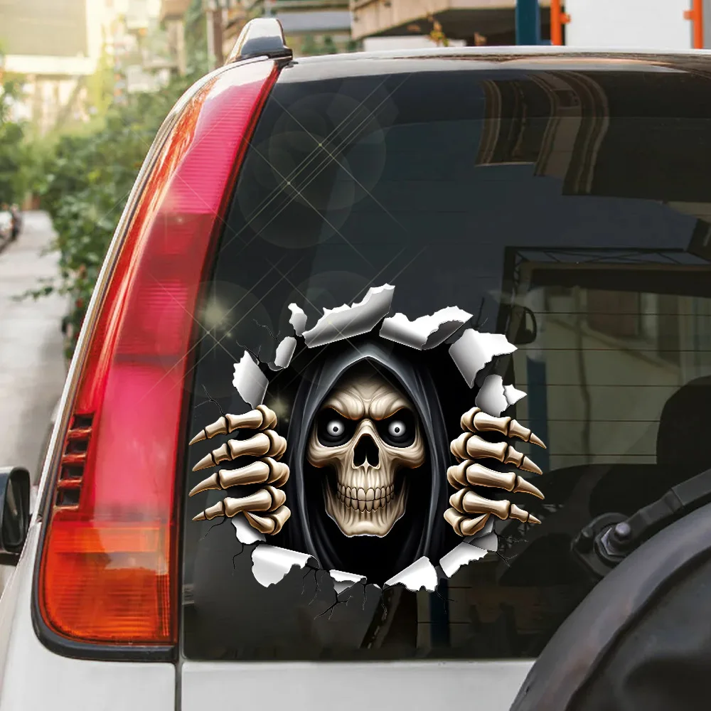 

Original Car Sticker Horror 3D Reaper Hole Peeping Waterproof Sticker Trend Personalized Car Scratch Sticker
