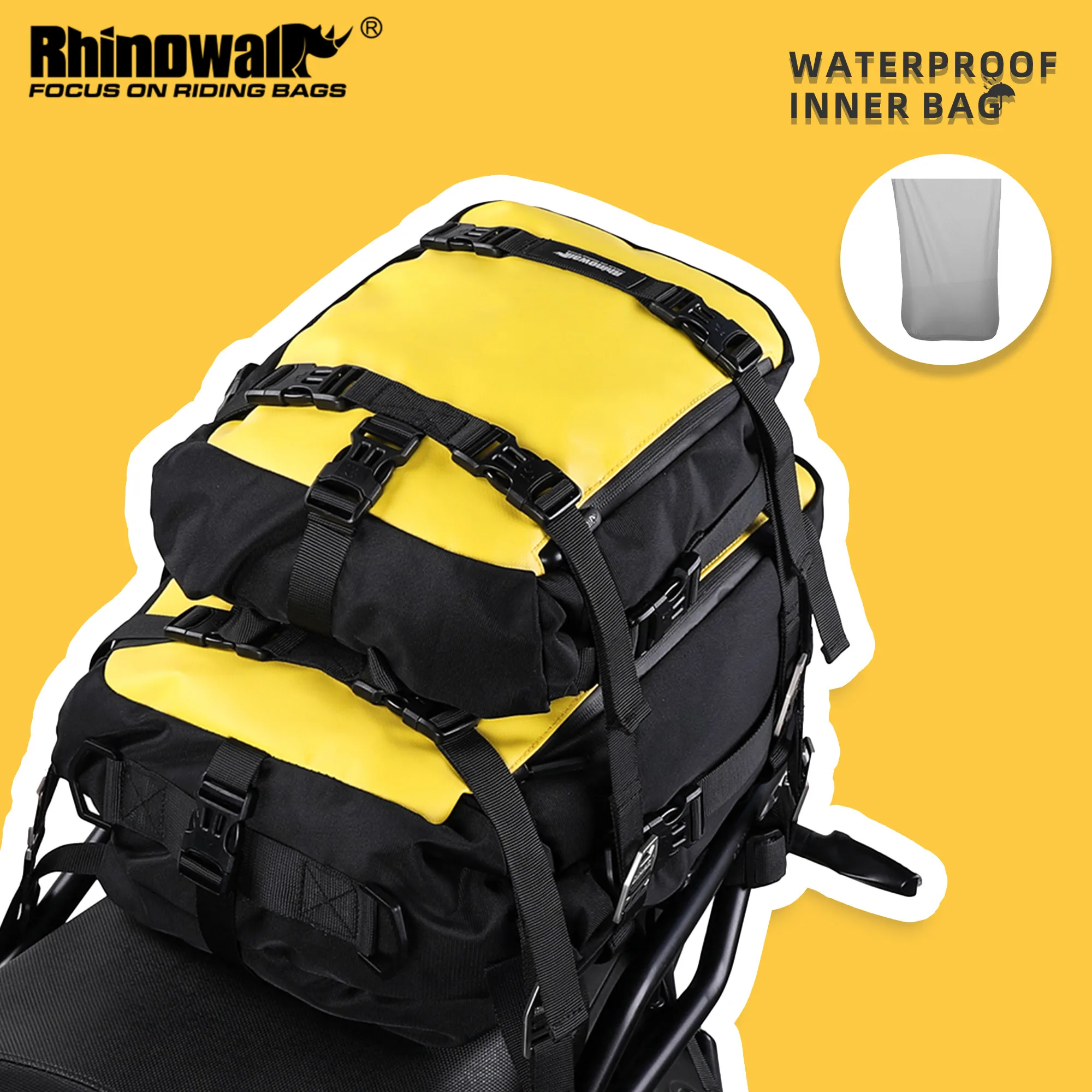 Rhinowalk-bolsa interior impermeable para motocicleta, mochila trasera para asiento trasero, colocación gratuita, 10L/20L/30L