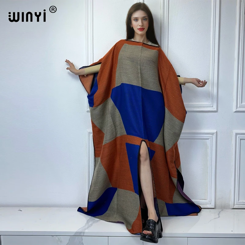 

WINYI Africa winter long cloak holiday kaftan evening long dresses Elegant robe African Women Caftan women abaya dubai luxury