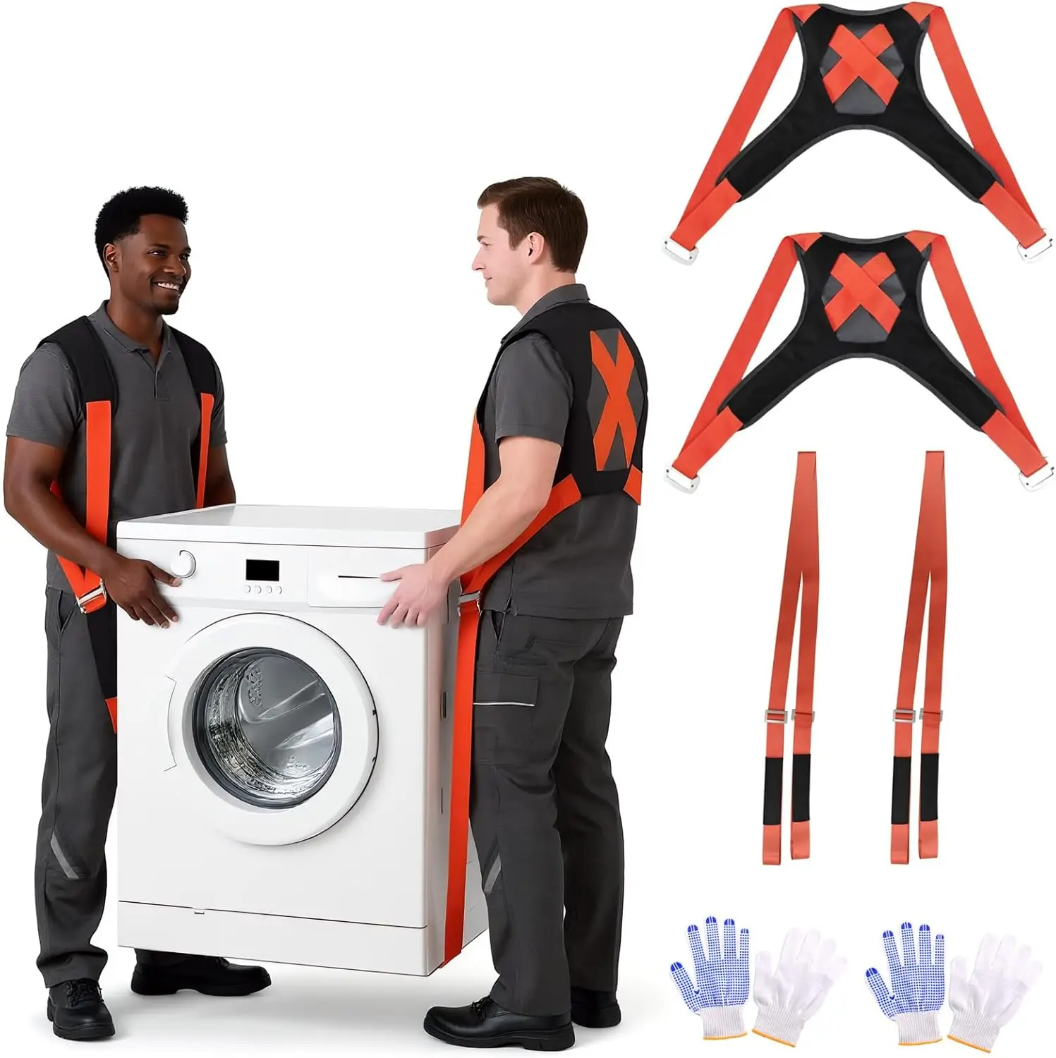 

Ремни для подъема грузов на двоих с регулируемыми плечевыми ремнями и поддержкой для спины для мебели и матрасов