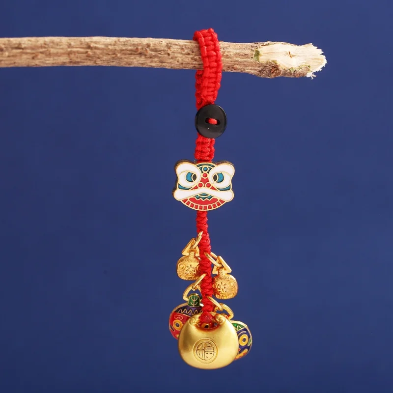 Guochao Xingshi القانون القديم محظوظ المفاتيح البلع الذهب الوحش مفتاح حلية الهاتف المحمول سيارة قلادة النمط الصيني الغريني الذهاب #2