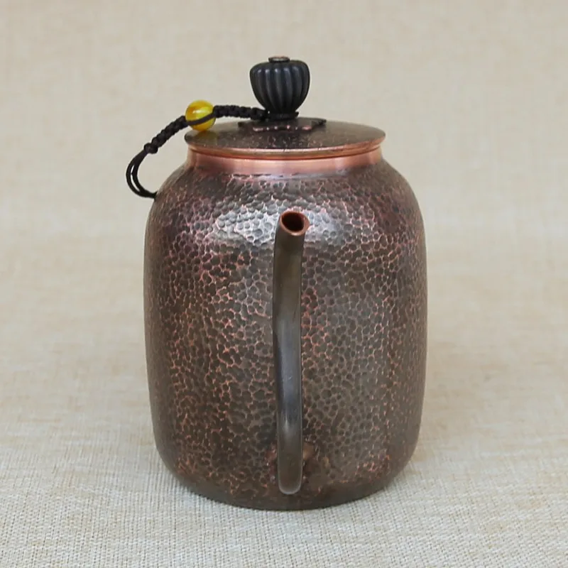 Handmade Hammered Vintage Pure Red Copper Wine Pot 600ml Retro Home Liquor Serving Decanter Drinkware