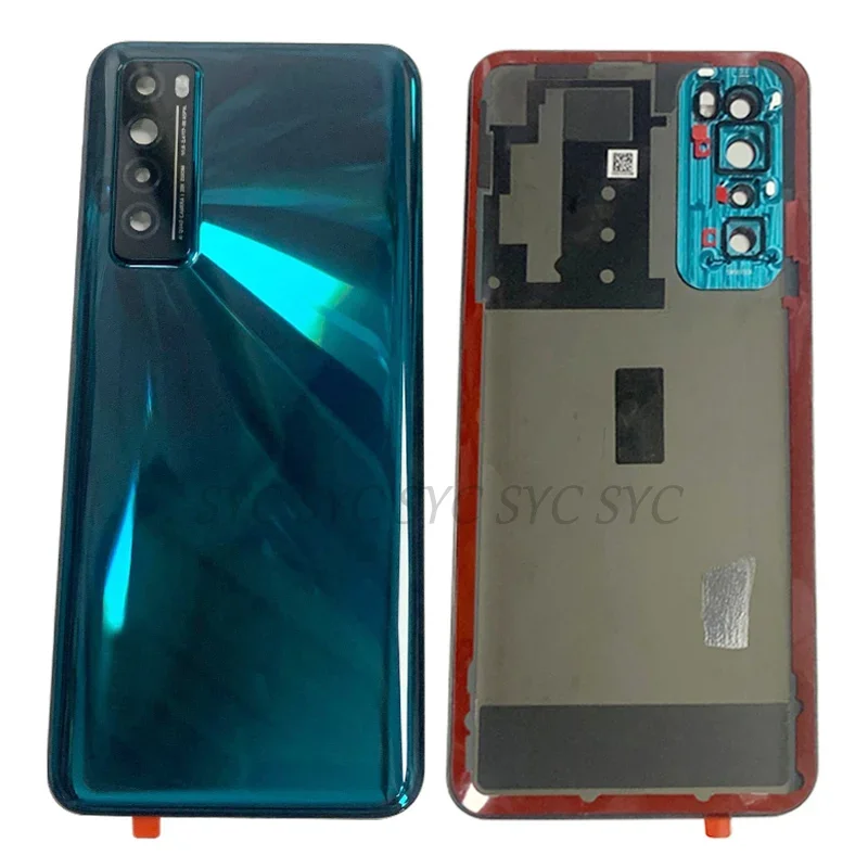 Capa de bateria para porta traseira, capa traseira para huawei nova 7 5g com logotipo da lente da câmera, peças de reparo