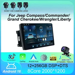 QLED GPS Navigation Multimedia Player Car Radio Android 16 For Jeep Compass/Commander/Grand Cherokee/Wrangler/Liberty AutoRadio