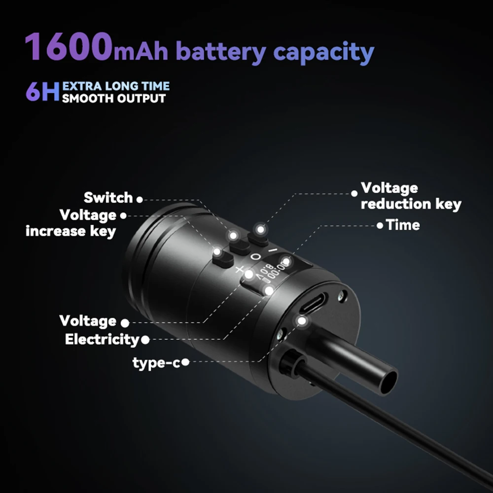 المهنية اللاسلكية الوشم بطارية قبضة الطاقة 1600mAh RCA واجهة المحمولة 34 مللي متر الحجم لآلة الوشم خرطوشة دوارة