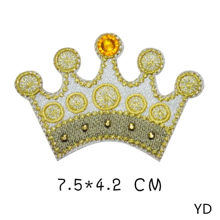 New Arrival 10 Pcs Crown Embroidered Patch Iron On Motif Applique Fabric Clothing Hat Bag Shoe Decor Embroidery Accessory