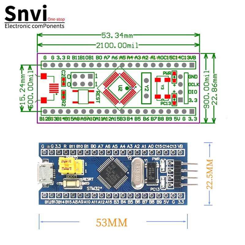 Snvi STM32F103C8T6 STM32F030C8T6 APM32F103CBT6 ARM STM32 Micro TYPE-C System Development Board Module For Arduino