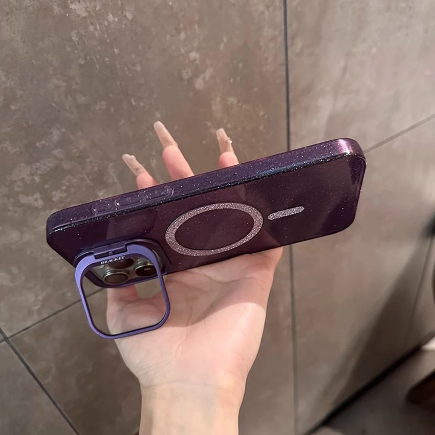 아이폰 16 15 14 13 Pro 12 Max Plus 16Pro 투명 폰케이스 글리터 15Pro 커버 하드쉘 (보이지 않는 브라켓)