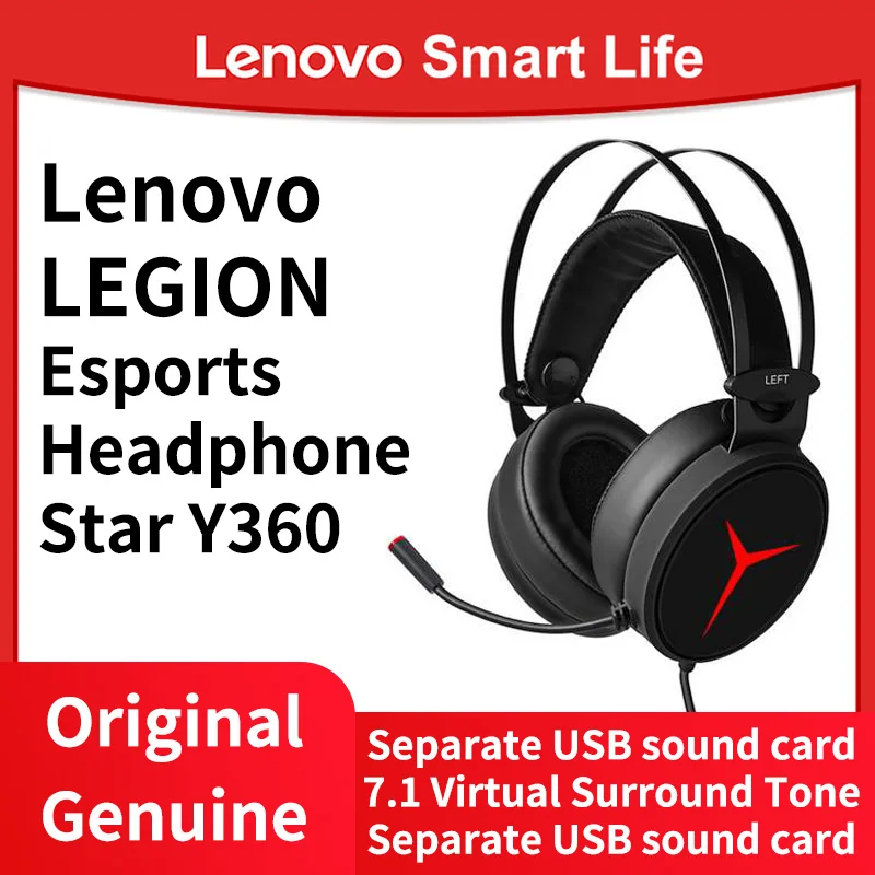 Original Lenovo Legion Esports Headset Star Y360 Gaming Headset with Wired Computer Microphone with Wired USB7.1 Channel