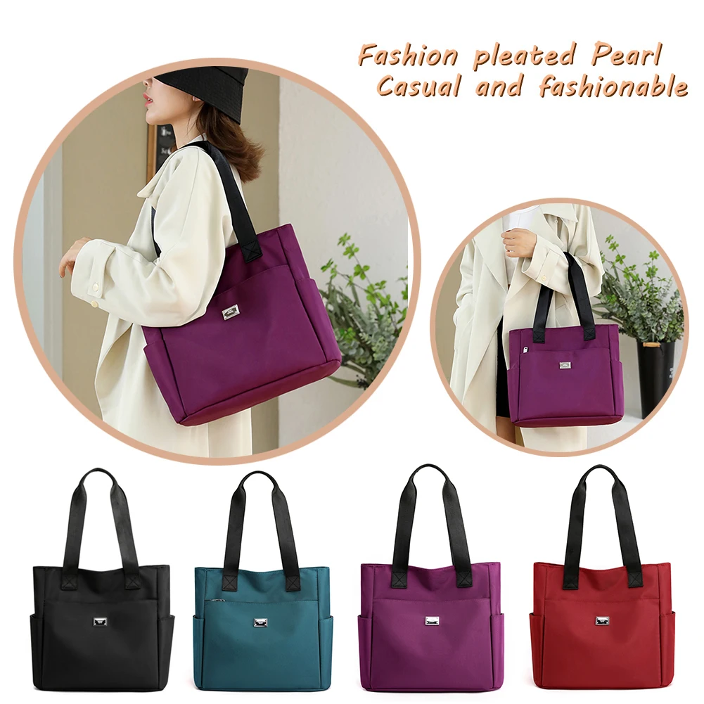 

Ladies Tote Bags Nylon Commute Bag Multi-Pockets Large Capacity Casual Fashion Portable Simple Elegant for Weekend Vacation