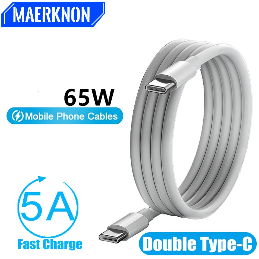 Maerknon 65W USB C To USB Type C Cable Mobile Phone 5A Fast Charging Cable Cord USBC TypeC Cable For Macbook Samsung Xiaomi POCO