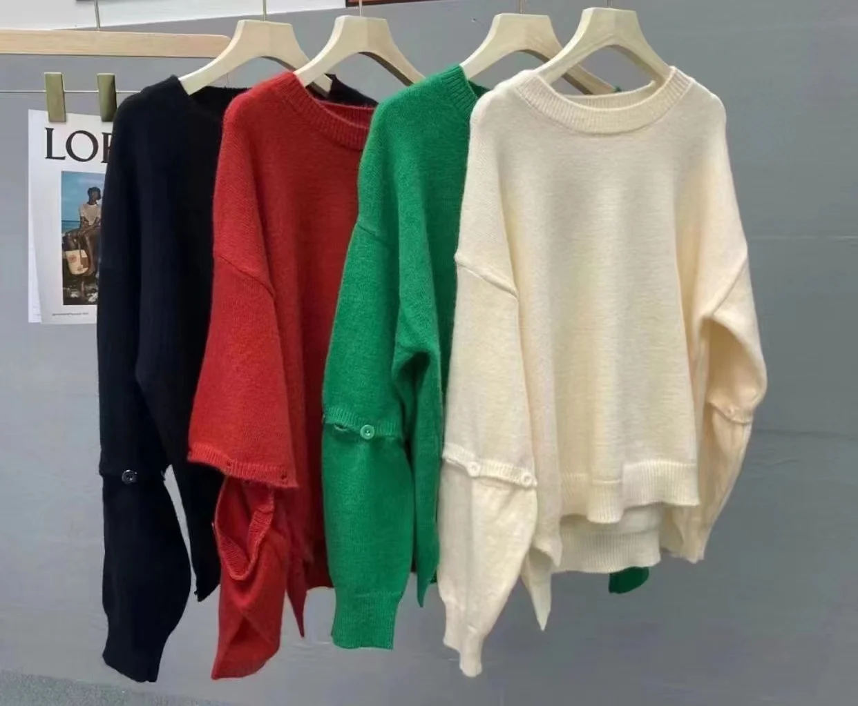 Miękki sweter z dzianiny z otwartym dekoltem, okrągły dekolt, damski sweter do noszenia przez głowę, modny, do pracy, długi rękaw, regulowany...