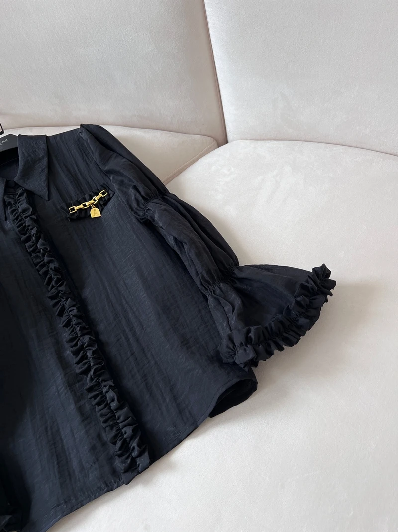 Bla Slimming  Bell Sve Commute irt Early Autumn New Sle Small ence Design Versatile Polyester Fiber irt
