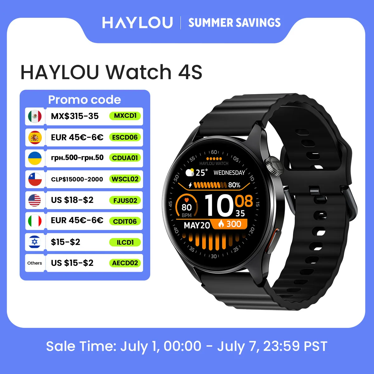 HAYLOU Watch 4S GPS 스마트워치 1.43인치 HD AMOLED 디스플레이 5 위성 GPS 포지셔닝 120가지 이...