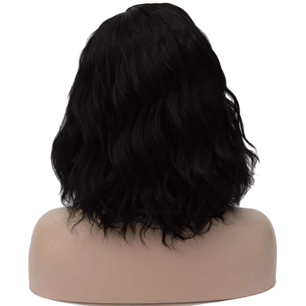 14 "mujeres niñas color corto rizado Bob ondulado púrpura Ombre rosa hasta los hombros peluca onda del cuerpo pelucas de cabello diario o Cosplay