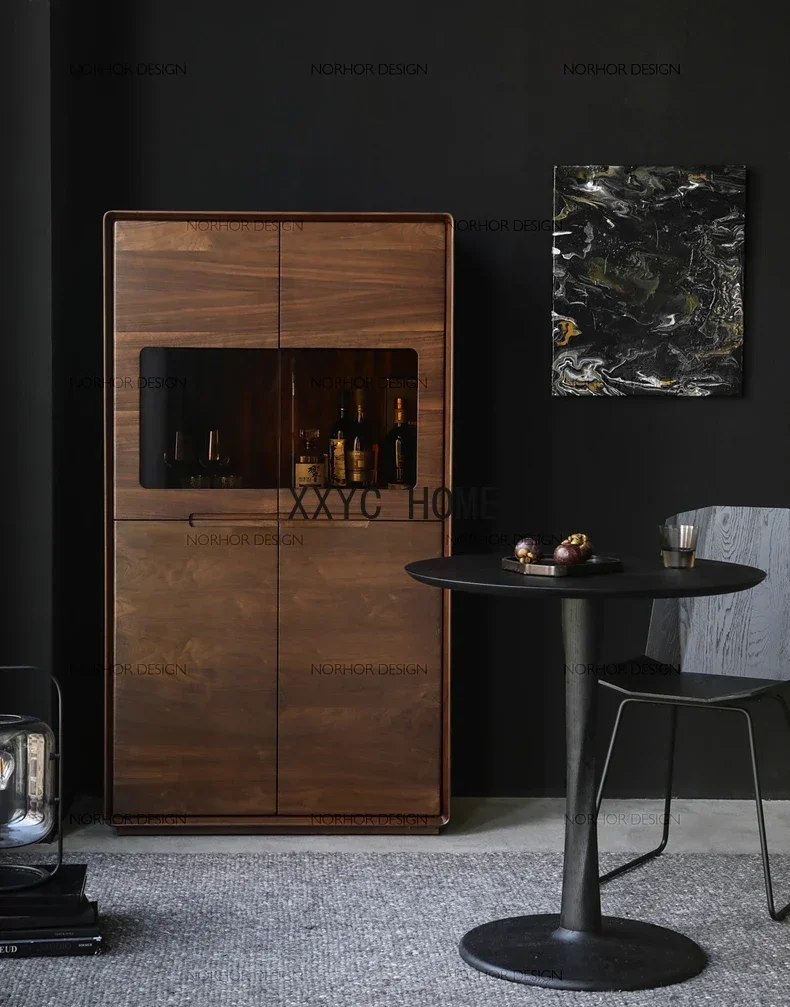 

Nordic Black Walnut Sideboard Cabinet Solid Wood Tea Japanese Log Modern Minimalist Locker Restaurant Multi-Functional