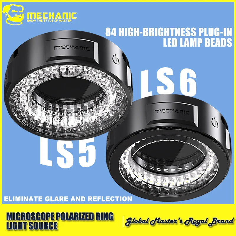 

MECHANIC LS5 LS6 Microscope Ring Light Polarized Anti Glare for PCB Motherboard Repair Soldering Inspection Lighting