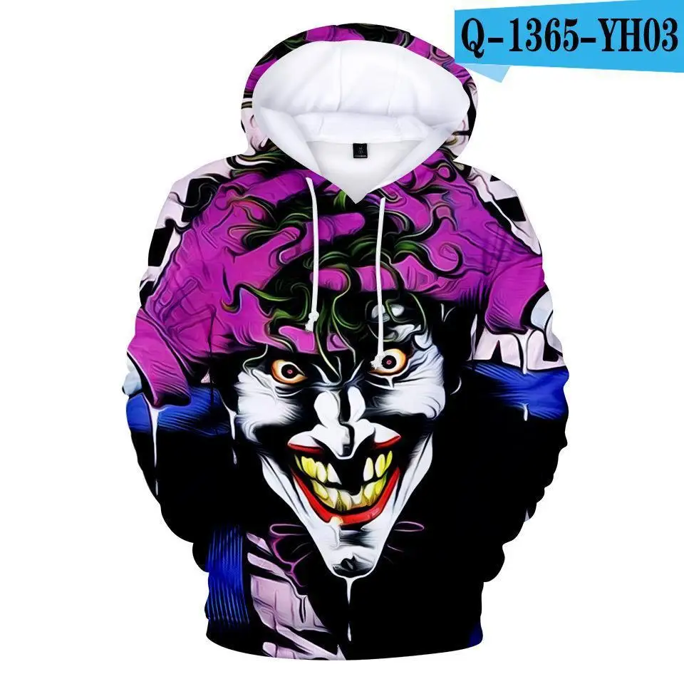 2024 European and American HAHA Clown Smiley Sweater 3D Digital Printing Halloween Funny Casual Trend Hoodie Men Plus Size