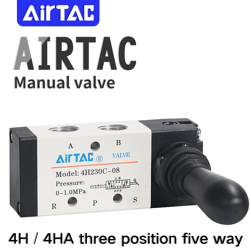 

AIRTAC 1/4 ''Port 5 Way 3 Position Hand Lever Operated Pneumatic Valves 4H230C-08 cylinder control reversing switch valve