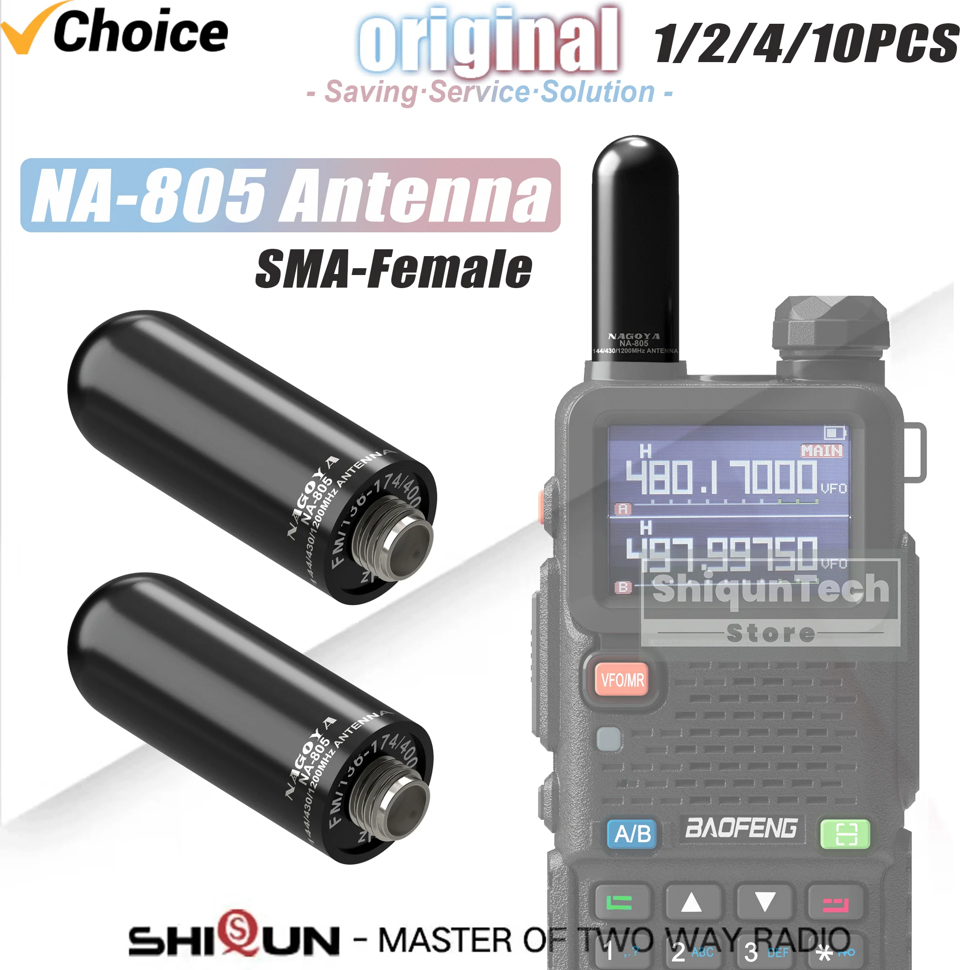

Оригинальная антенна NAGOYA NA-805, SMA-гнездовая двухдиапазонная антенна, 136-174/400-520 МГц для Baofeng UV-5R Mini DM32 Quansheng TK115, радио
