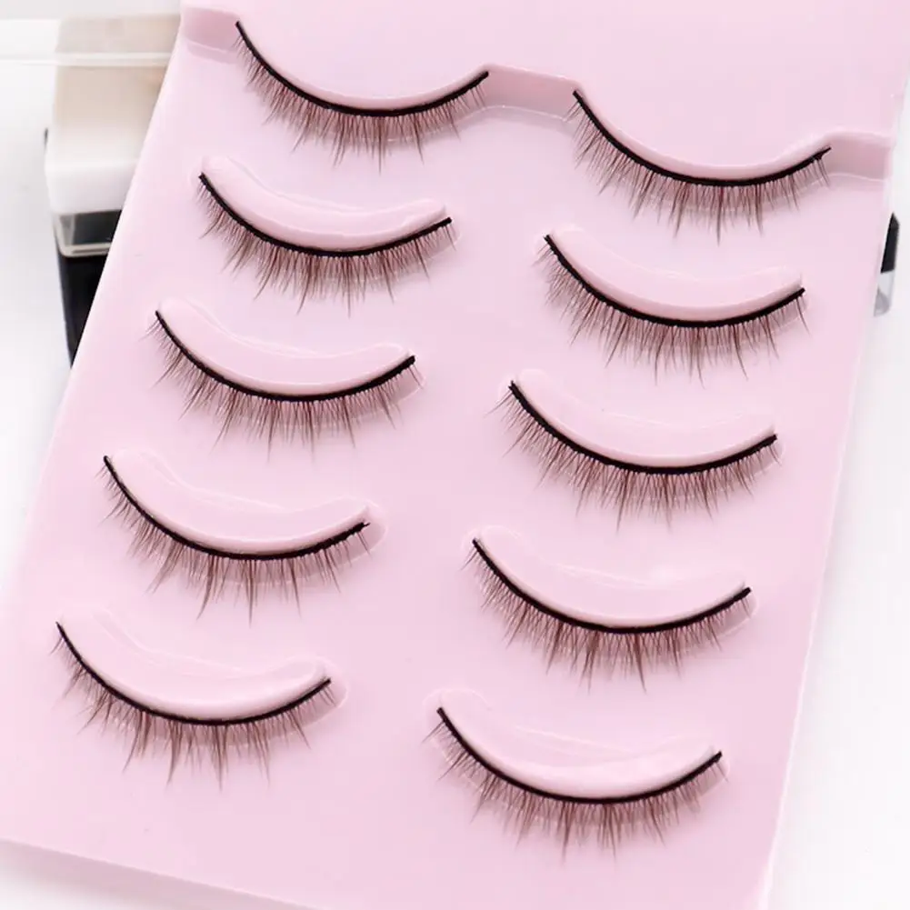 5 Pairs False Eyelash  Skin-Friendly   Handmade Eyelash Mink Hair False Eyelashes Short Strip Eyelash