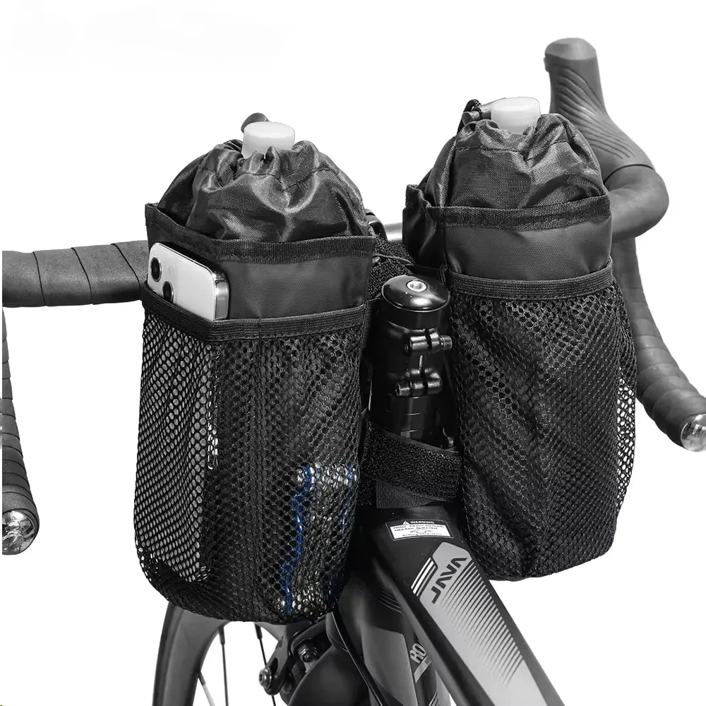 Fahrradtasche Fahrrad Flaschenhalter Lenker Vorbau Thermotasche mit Netztasche Kaffeetasse Halter Radfahren Wasserflasche Tragetasche