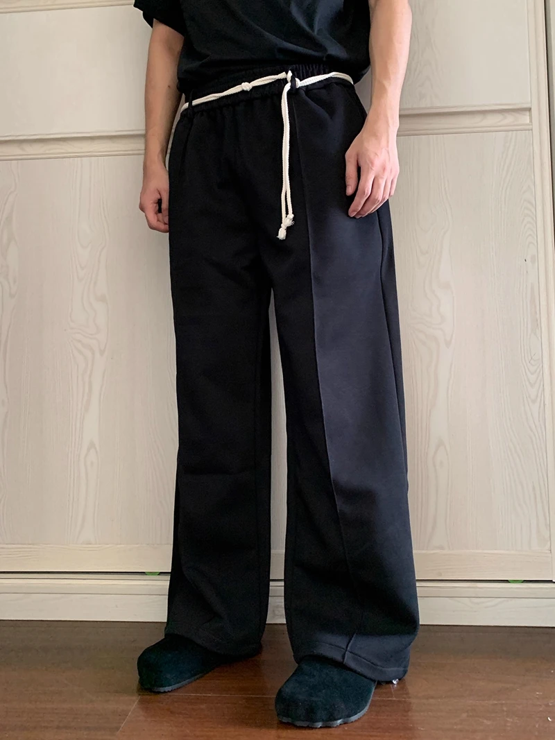 2024, neu in Übergröße, gerades Bein, Jogginghose, Frühling und Herbst, Schwarz, Grau, weite Jogginghose, amerikanische lockere, lässige Jogger für Herren – Detail 5