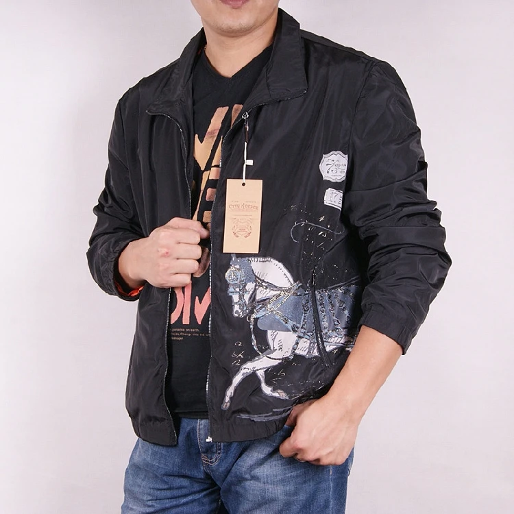 

Открытый кардиган с принтом размера плюс для полных мужчин, модная городская осенняя ветровка, повседневная сценариев, молния, одежда...