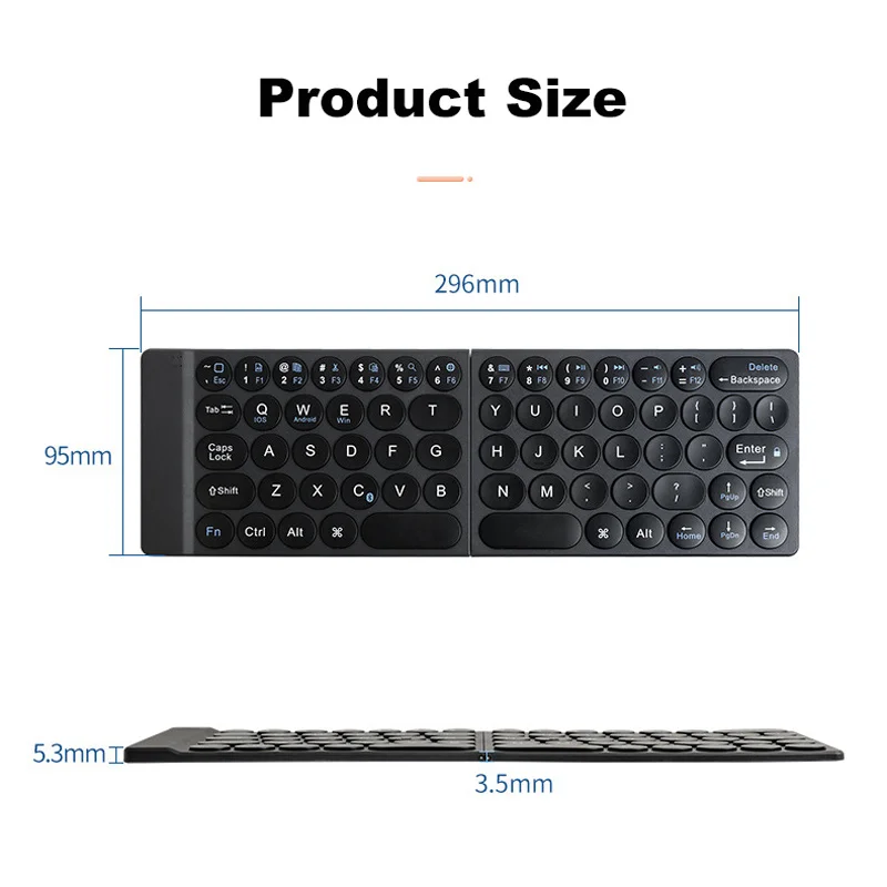 JOMAA Foldable Bluetooth Wireless Keyboard And Bracket Rechargeable Bluetooth Keyboard for Mobile Phone Tablet PC Laptop