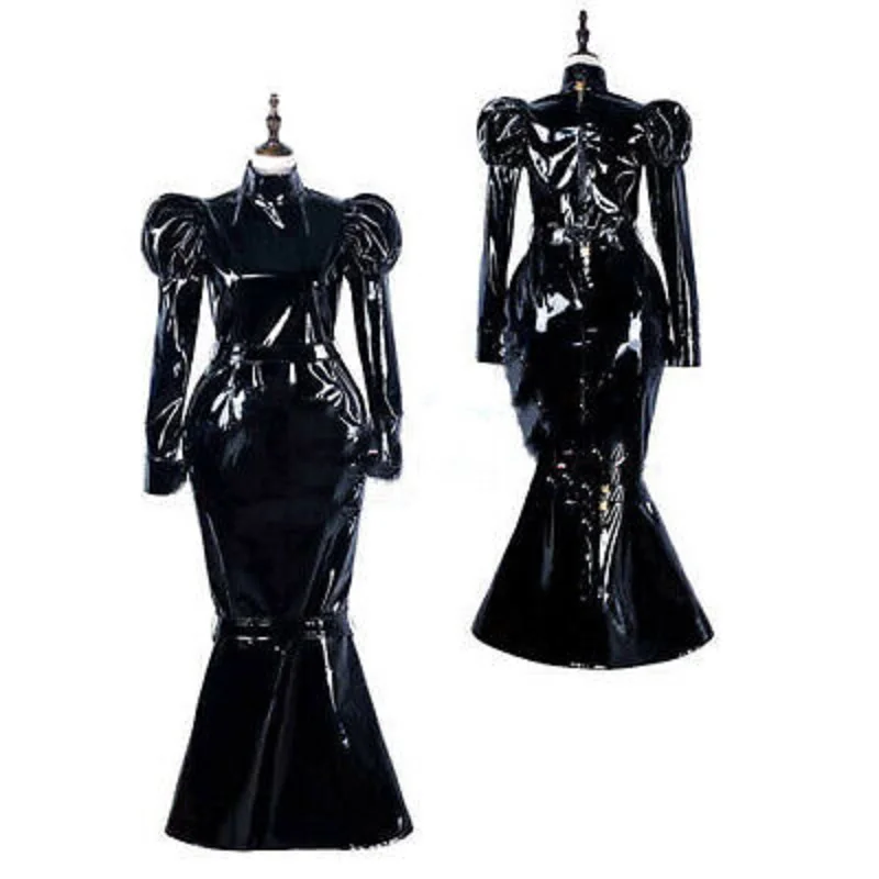 2023 Hot selling Sissy Girl Maid PVC dress lockable cosplay cost Tailor mad