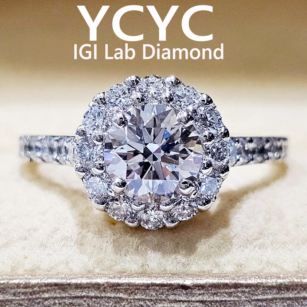 

14K White Gold Lab Grown Diamond Ring Round Cut Diamond CVD HPHT DEF VS-VVS Wedding &Engagement Ring ﻿