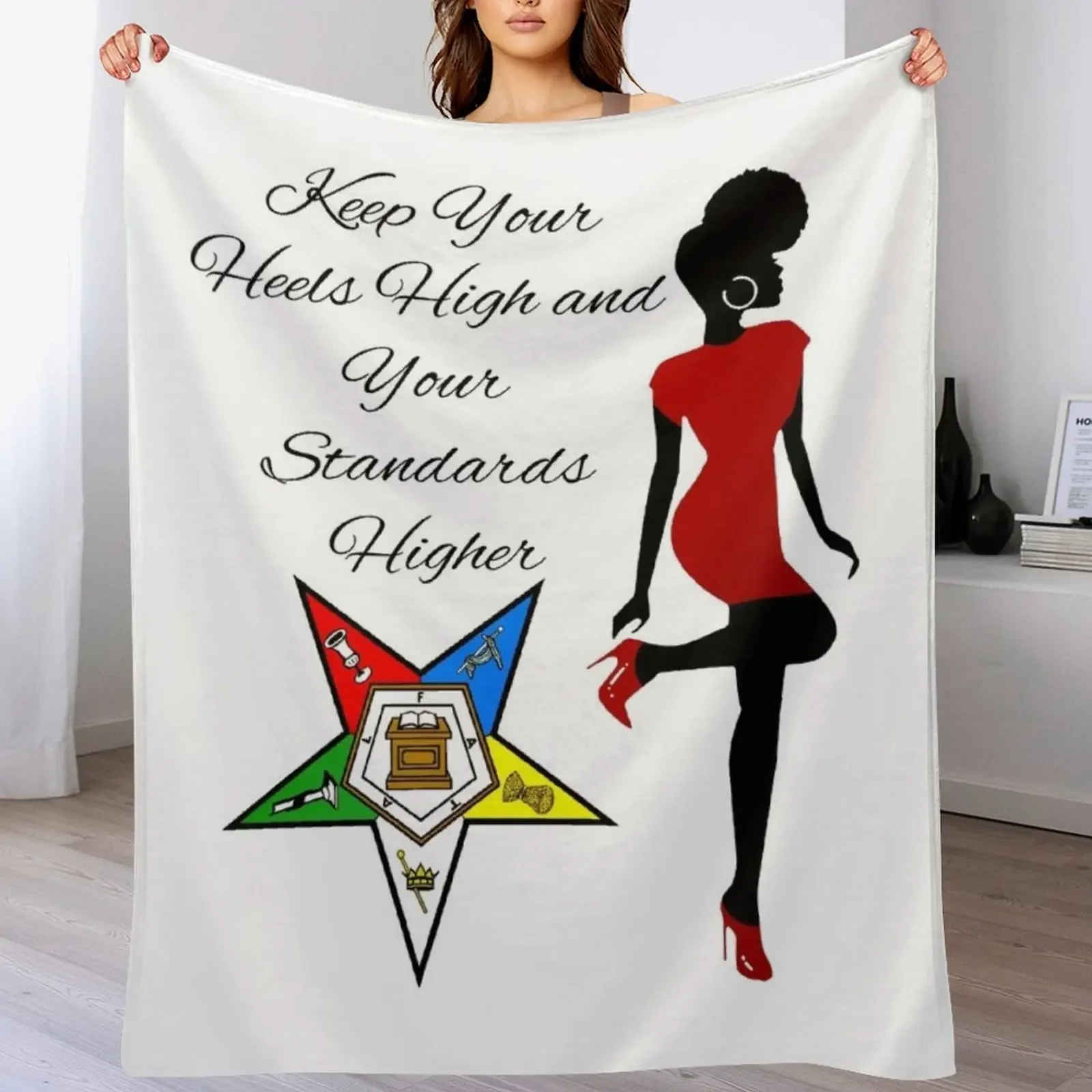 

OES Keep Your Head High Order Of The Eastern Star Logo Sistar Freemason Throw Blanket Soft Sherpa Fleece Warm Blanket for Winter