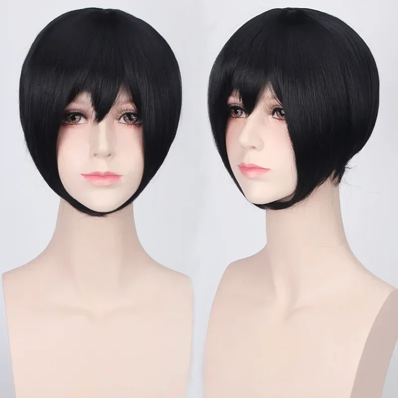 Peruki cosplay z krótkim bobem, 30 cm (11,8 cala), męskie i damskie, imprezowe, syntetyczne włosy wysokotemperaturowe, kostiumy na Halloween, peruka syntetyczna.