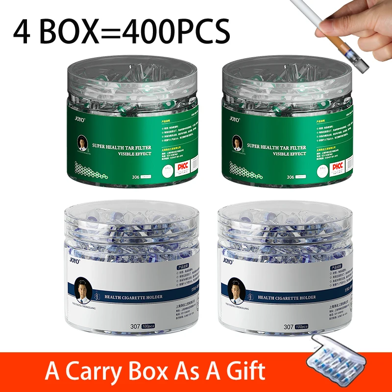 JOYO 400pcs 세트 아크릴 일회용 흡연 필터 파이프 담배 튜브 홀더 타르 청소 컨테이너 연기 액세서리 감소