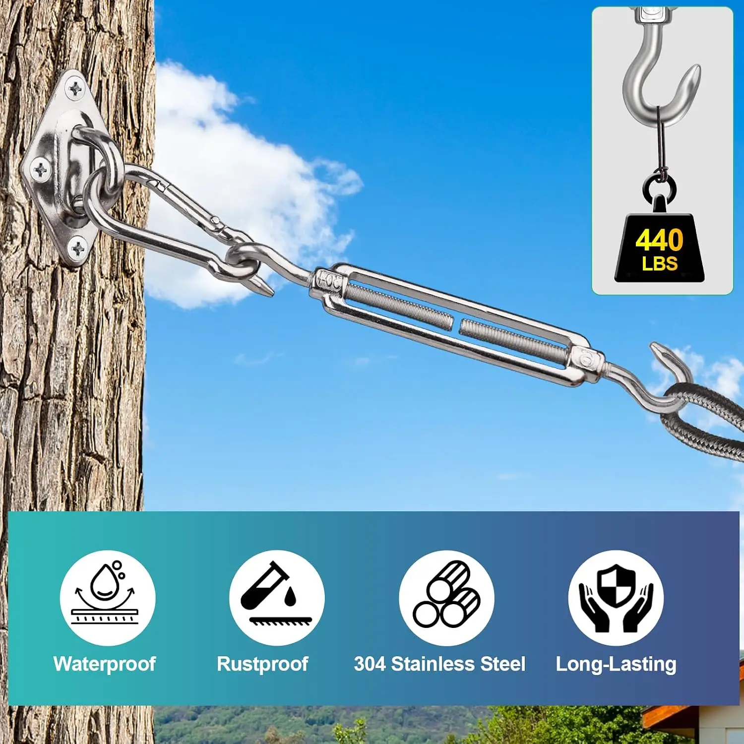 Stainless Steel OC Type Turnbuckle Hook and Eye Tensioners Adjustable Wire Cable Ropes Tension Sun Shade Sail Tent Hardware view 4