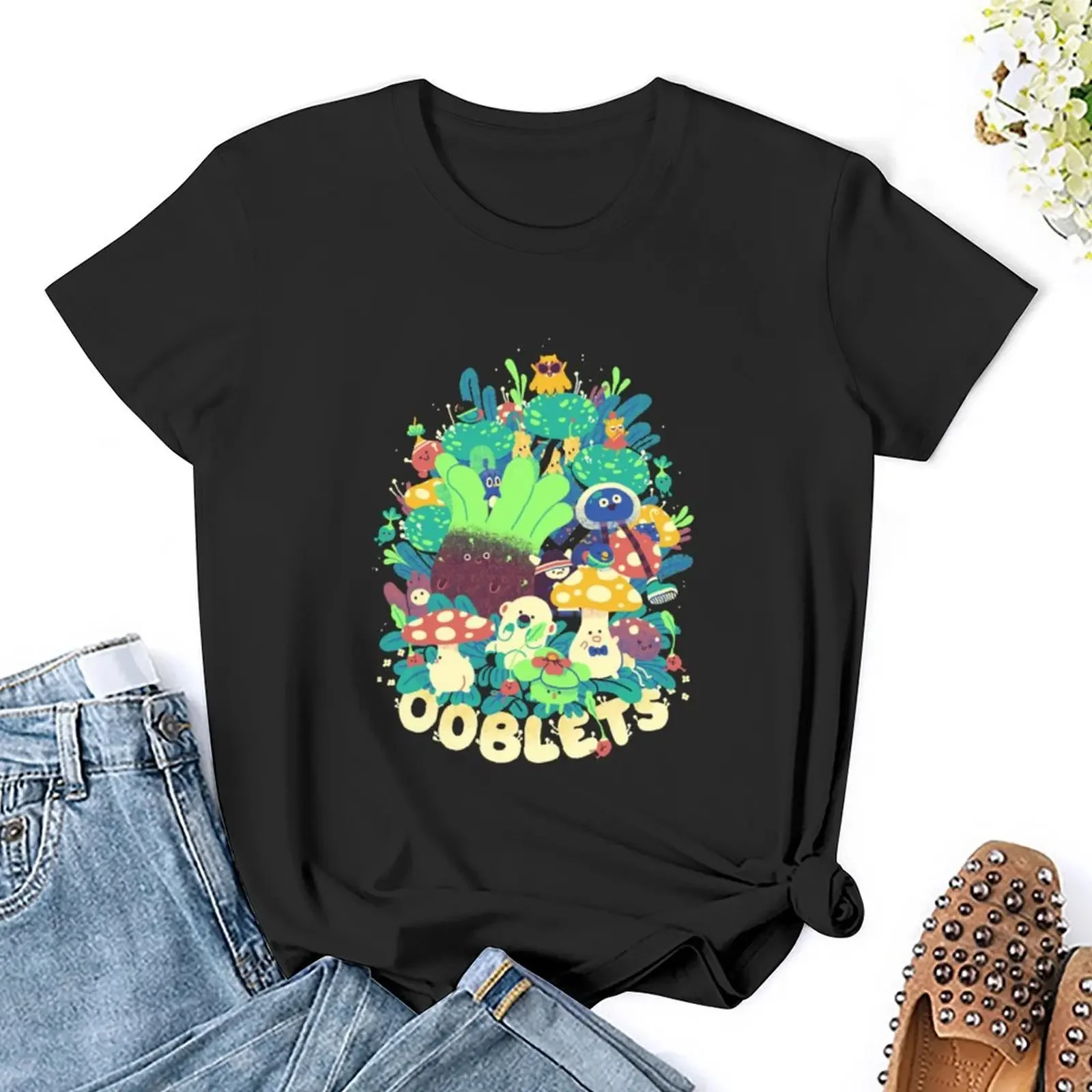 Ooblets Klasyczna koszulka hipisowska koszulka z nadrukiem zwierzęcym dla dziewczynek estetyczne ubrania bawełniane t-shirty damskie