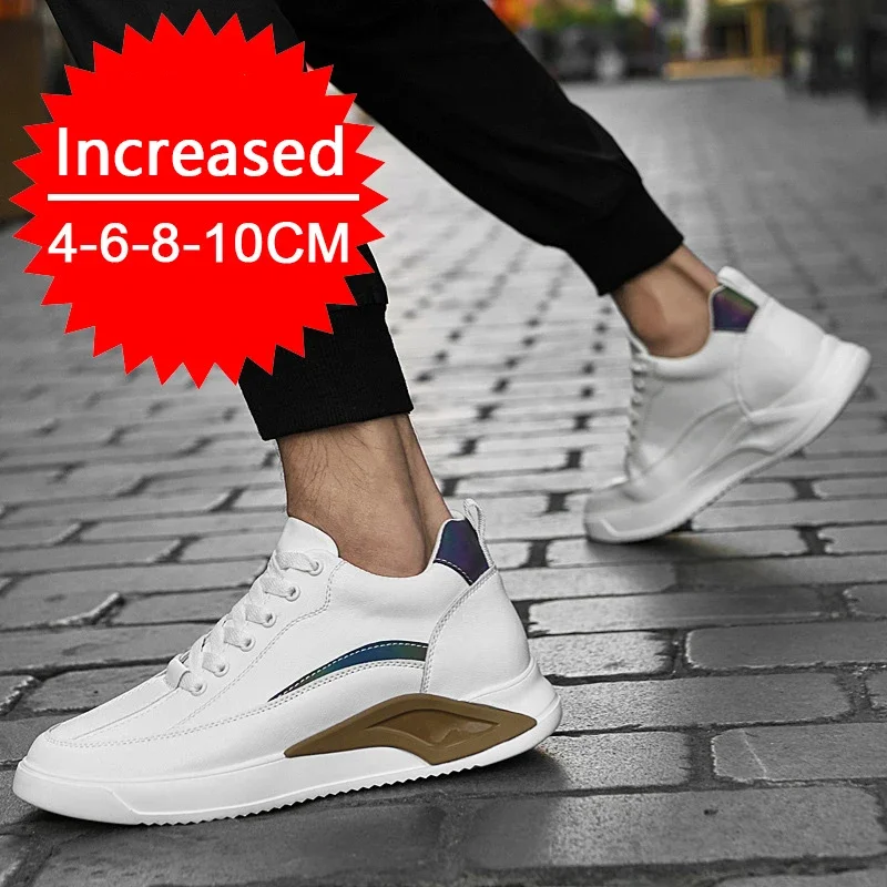 New Men Elevator Shoes 4/6/8CM Invisible Inner Heightening Shoe  Genuine Leather Cowhide Outdoor Casual Sports Shoes Heighting