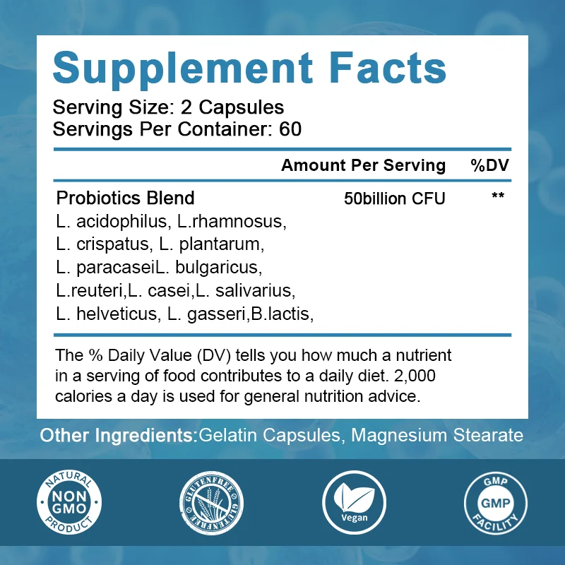 BUNKKA Probiotics Capsules Magnesium Stearate Skin Radiance Beauty&Health Nutrition Diet Supplement Gut Immune Sleep Quality