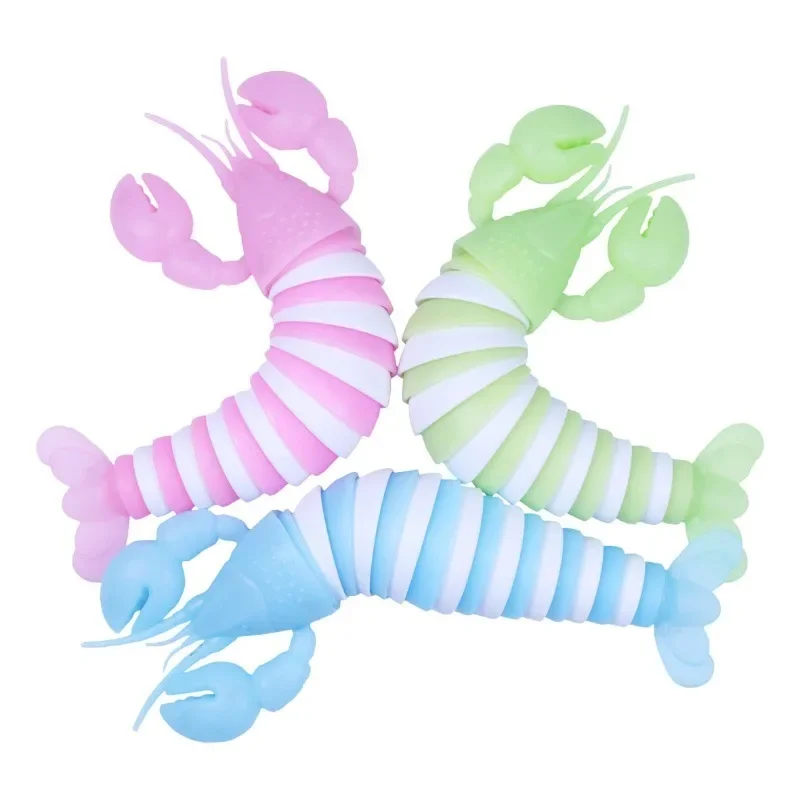 Funny Stress Reliever Toys Cartoon Peristalsis Colorful Lobster Fidget Toys Anxiety Antistress Squishy Toy for Children Adult